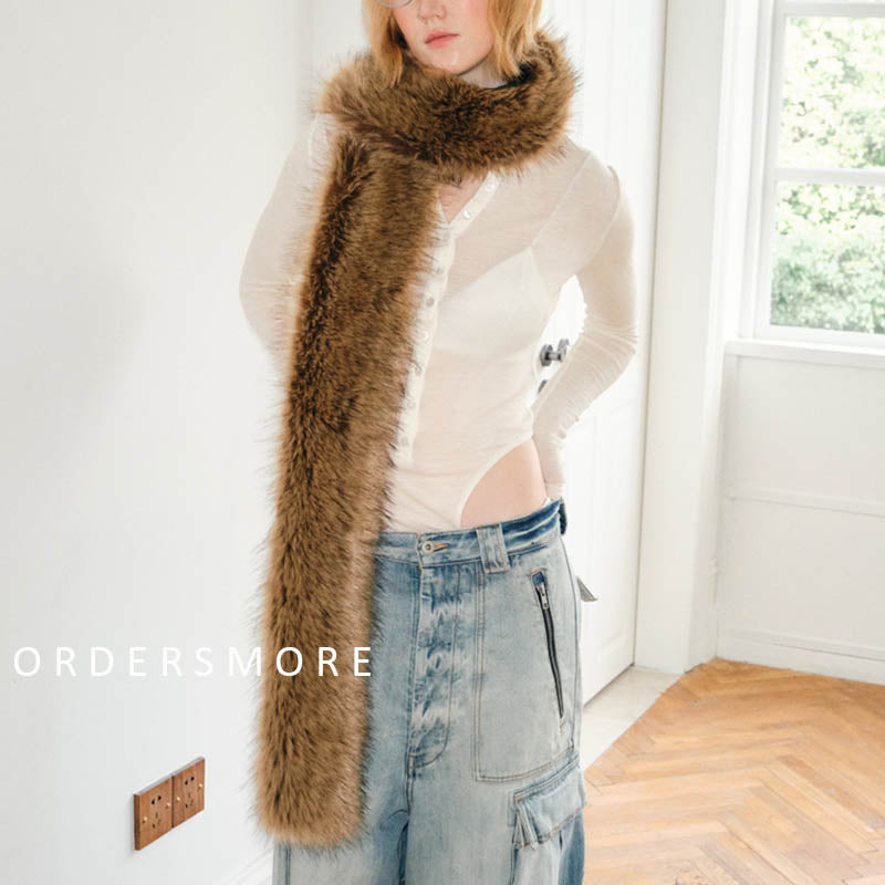 Y2K Warm Furry Faux Fur Scarf