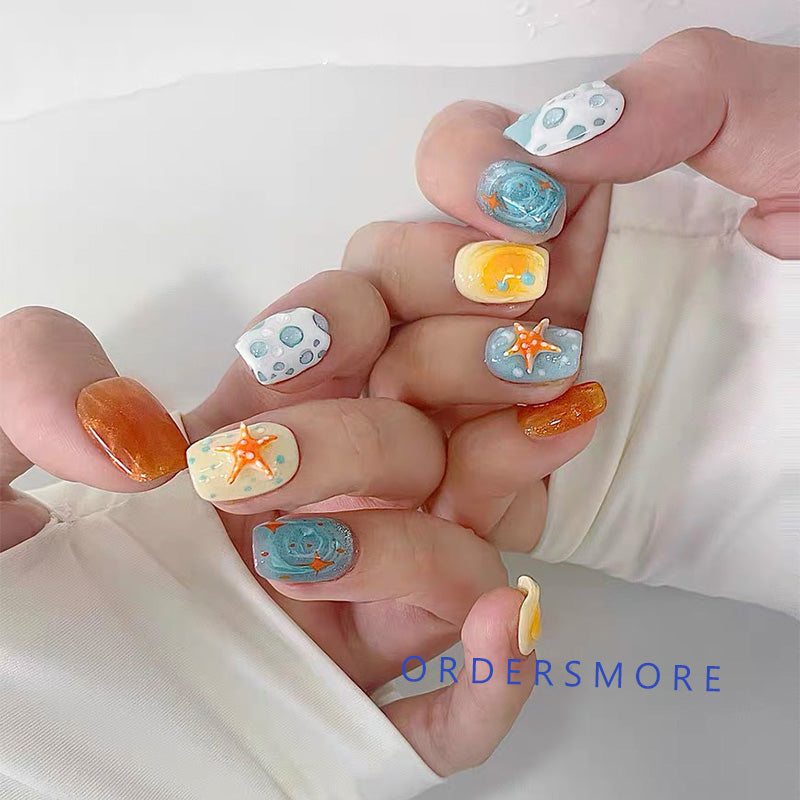 Cute Orange Soda Beach Press-on Nails