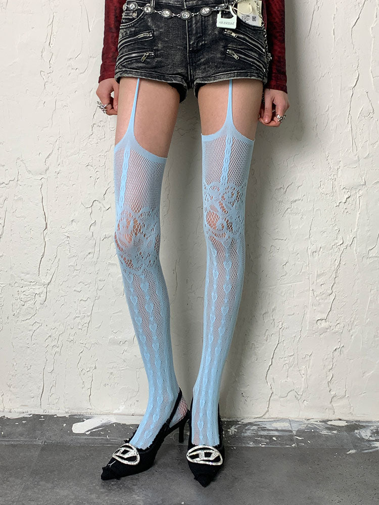 Y2K Heart Shape Lace Garter Stockings