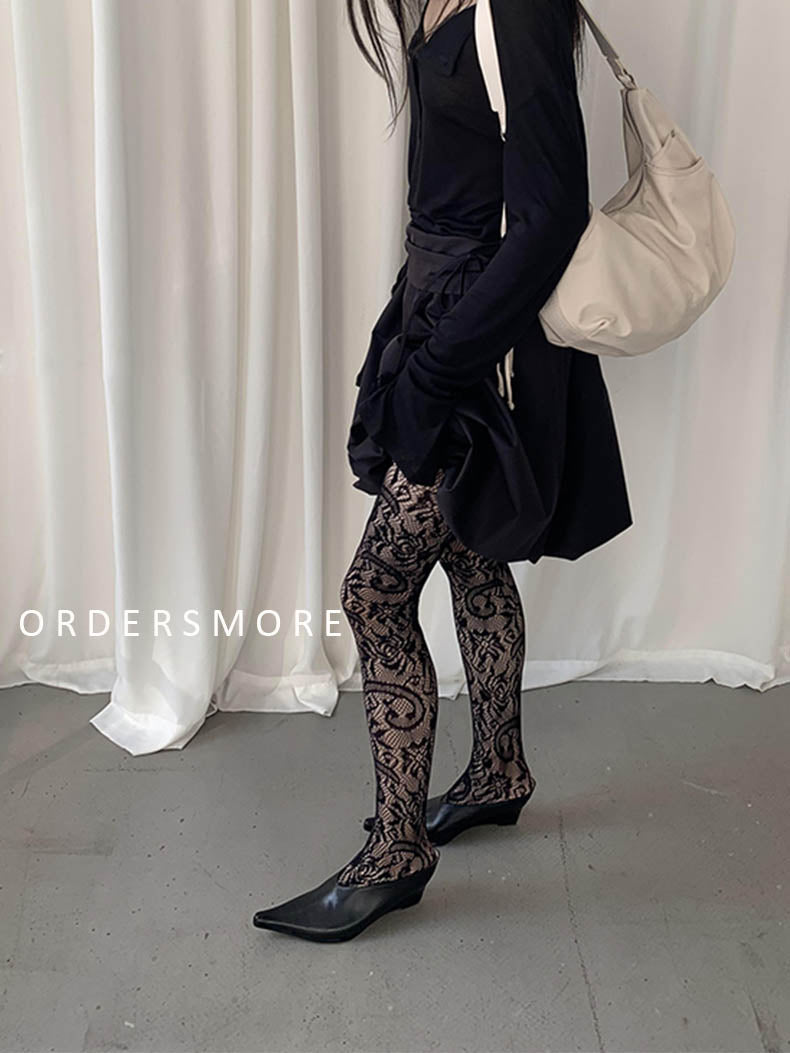 INS Floral Lace Pantyhose