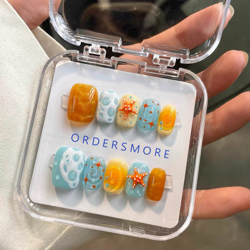 Cute Orange Soda Beach Press-on Nails