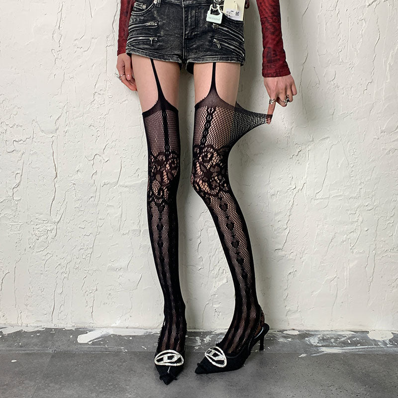 Y2K Heart Shape Lace Garter Stockings