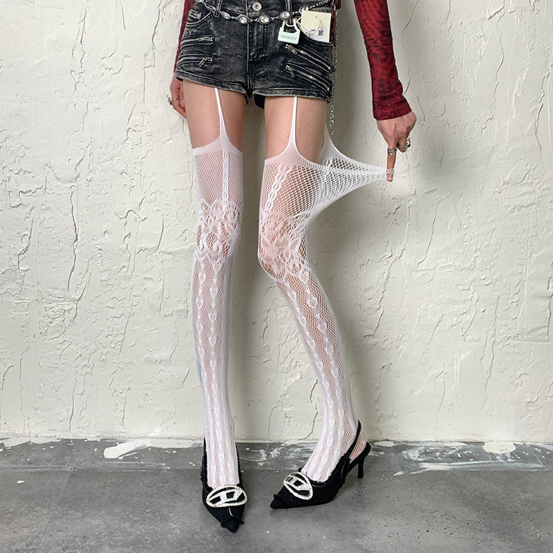 Y2K Heart Shape Lace Garter Stockings