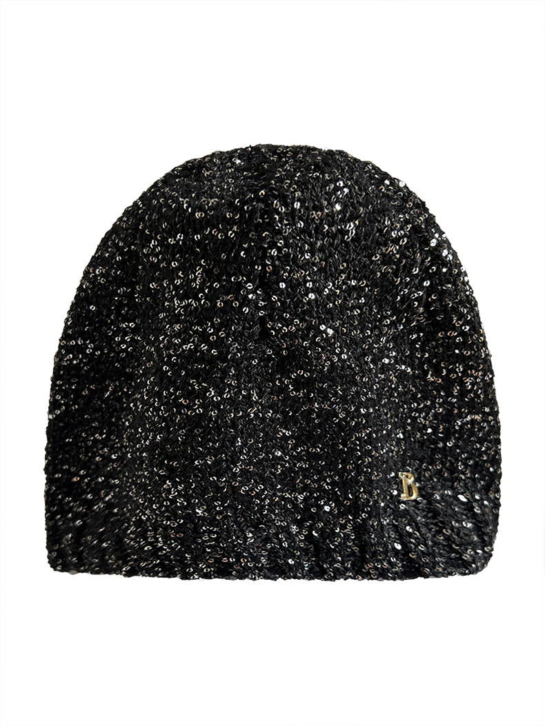 Y2K Bling Bling Sequin Black Knitted Hat