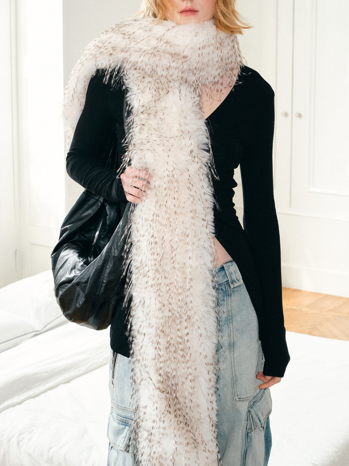 Y2K Leopard Faux Fur Hairband & Scarf