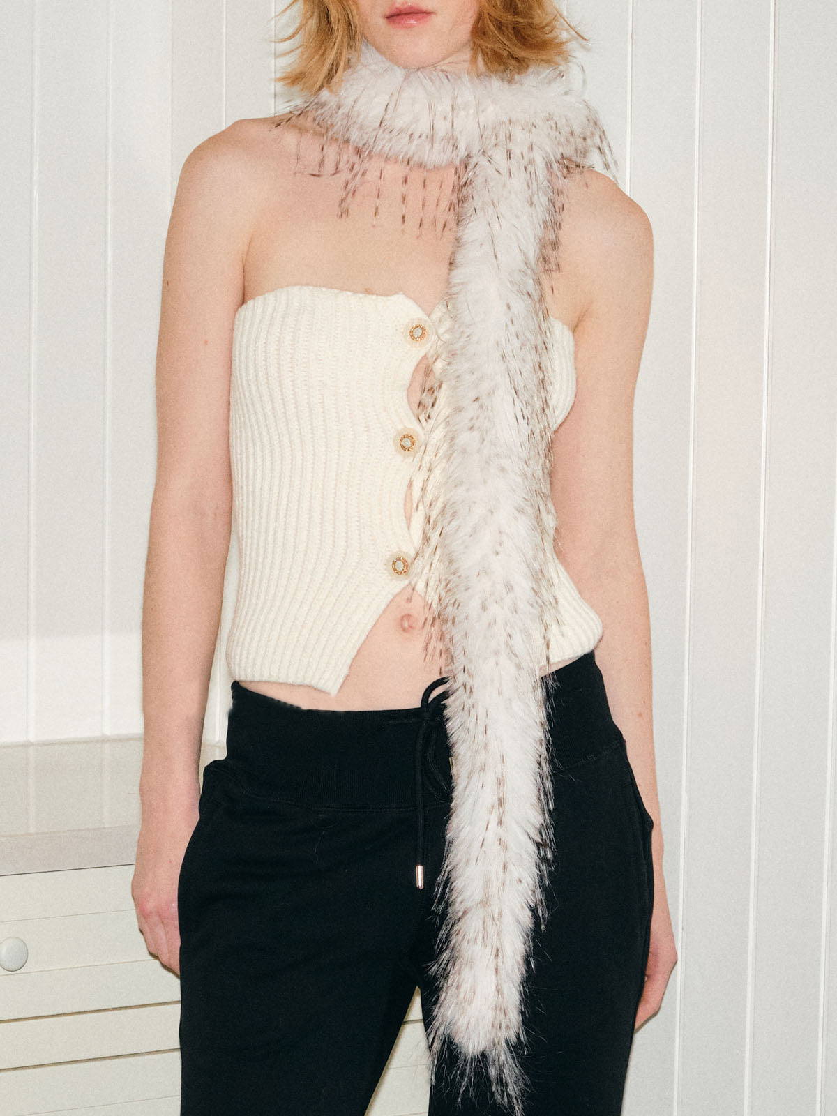 Y2K Leopard Faux Fur Hairband & Scarf