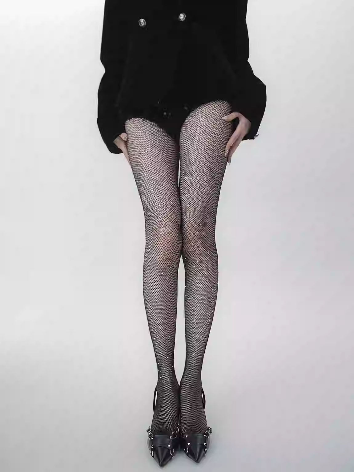 Y2K Punk Shiny Diamond Fishnet Pantyhose