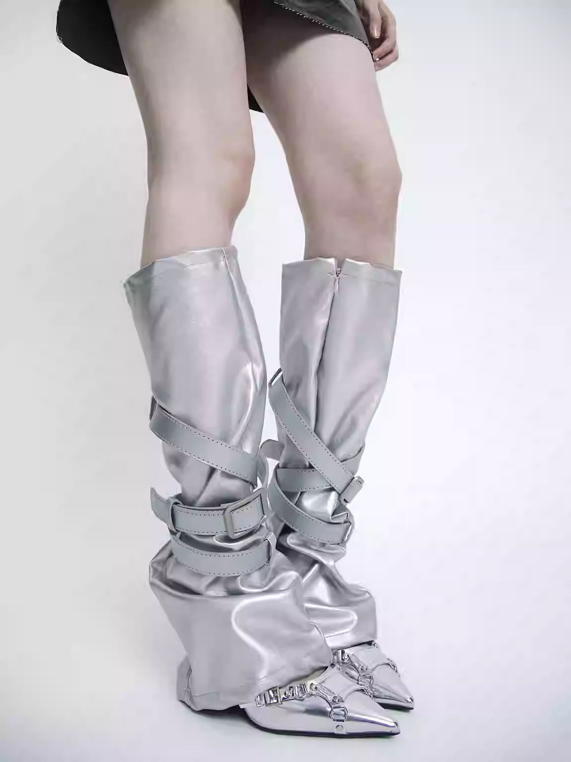 Y2K Punk PU Strap Leg Warmers