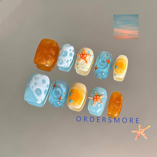 Cute Orange Soda Beach Press-on Nails