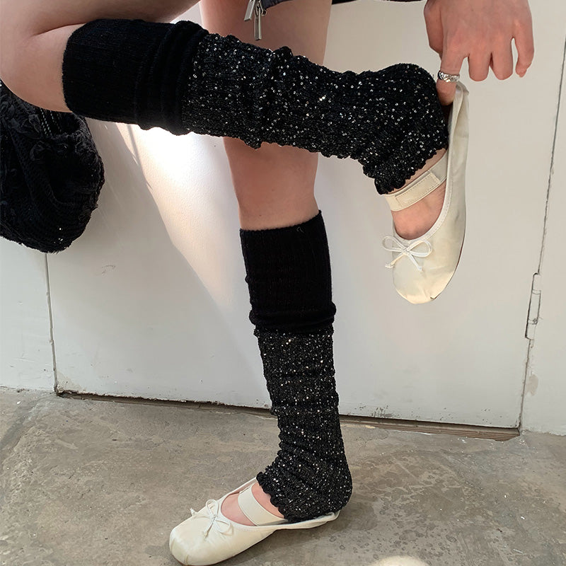 INS Bling Bling Sequins Knitted Leg Warmers