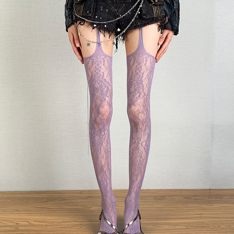 Y2K Floral Lace Garter Stockings