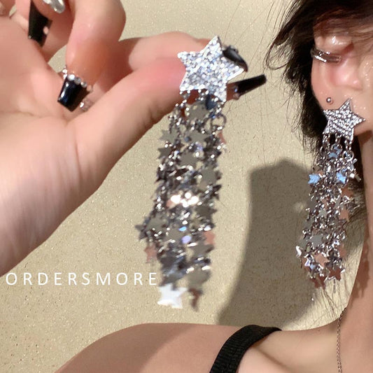 Y2K Bling Bling Star Tassel Earrings