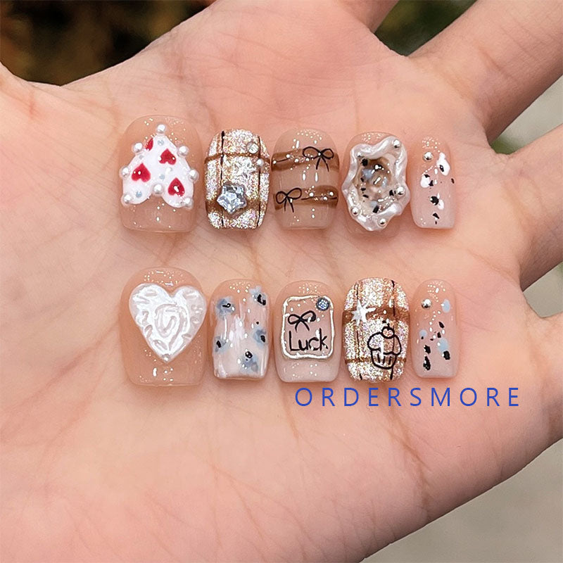 “Send My Love” Bow-knot Handmade Press-on Nails