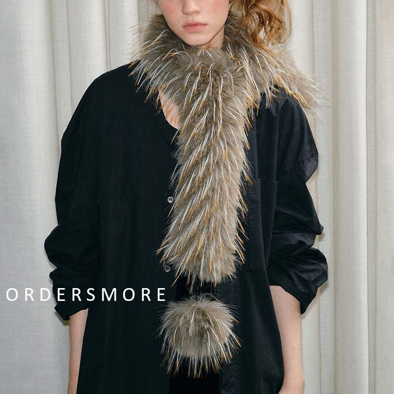 Y2K Warm Furry Faux Fur Hairball Scarf