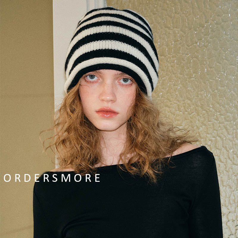 INS Striped Pure Wool Knitted Hat