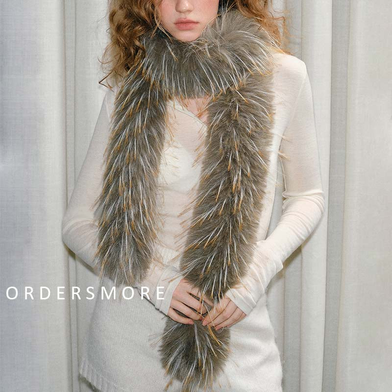 Y2K Winter Furry Faux Fur Scarf