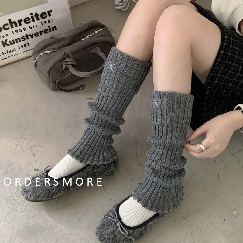 Y2K Bow-knot Knitted Leg Warmers