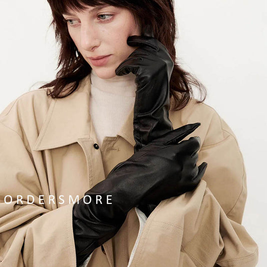 Retro Lengthen Genuine Leather Gloves