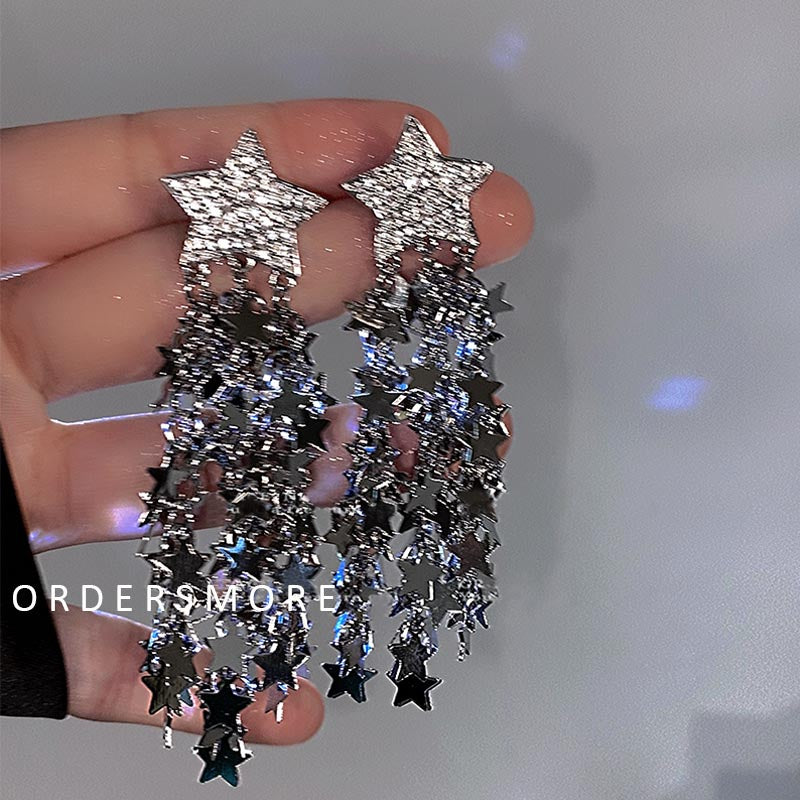 Y2K Bling Bling Star Tassel Earrings