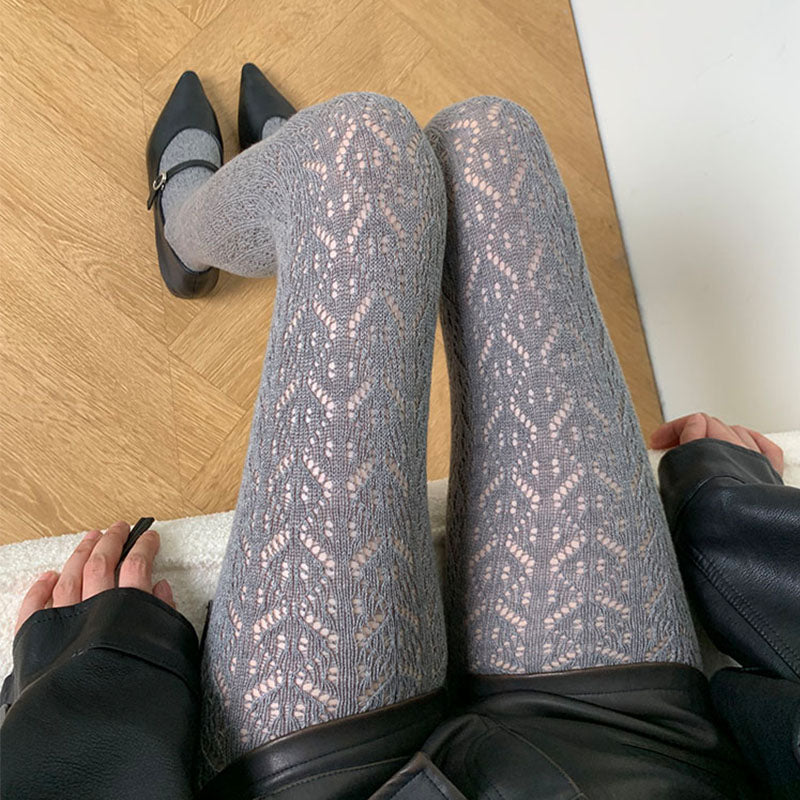 INS Gray Plaid Hollow Pantyhose