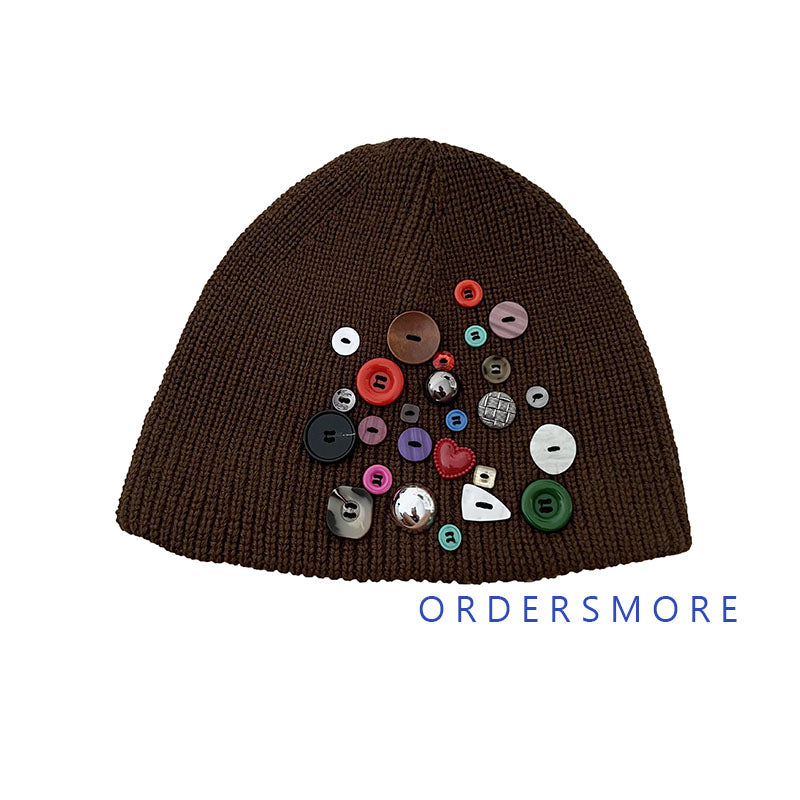 Y2K Colorful Buttons Knitted Hat