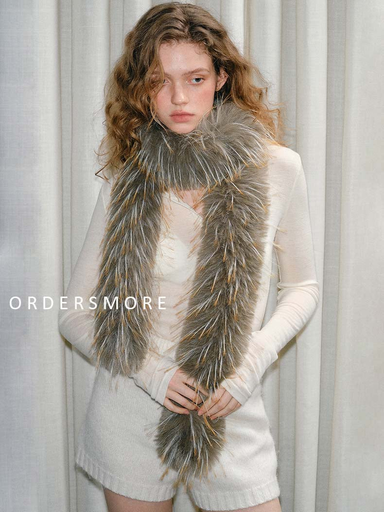 Y2K Winter Furry Faux Fur Scarf