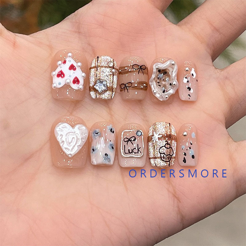 “Send My Love” Bow-knot Handmade Press-on Nails