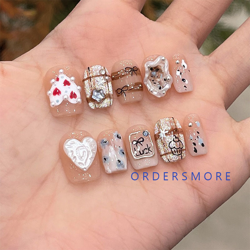 “Send My Love” Bow-knot Handmade Press-on Nails