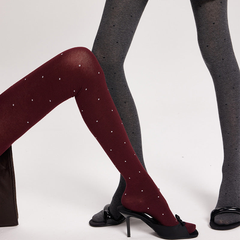 Angora Red Polka Dot Slim Pantyhose