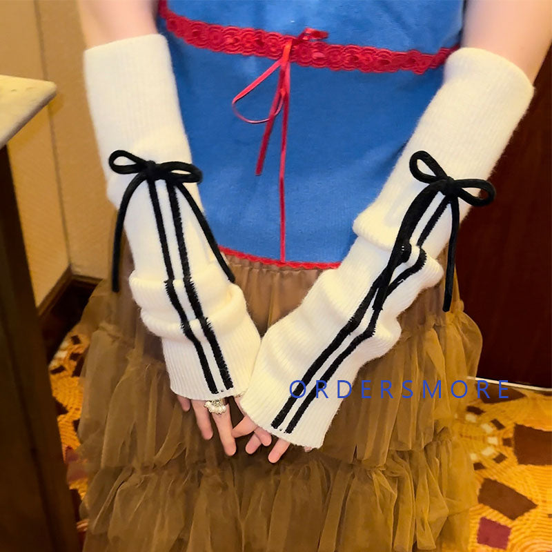 Y2K Bow-knot Arm Warmers Gloves
