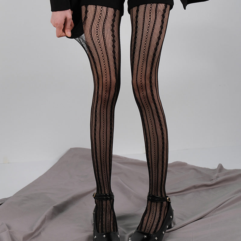 Y2K Red Striped Lace Pantyhose