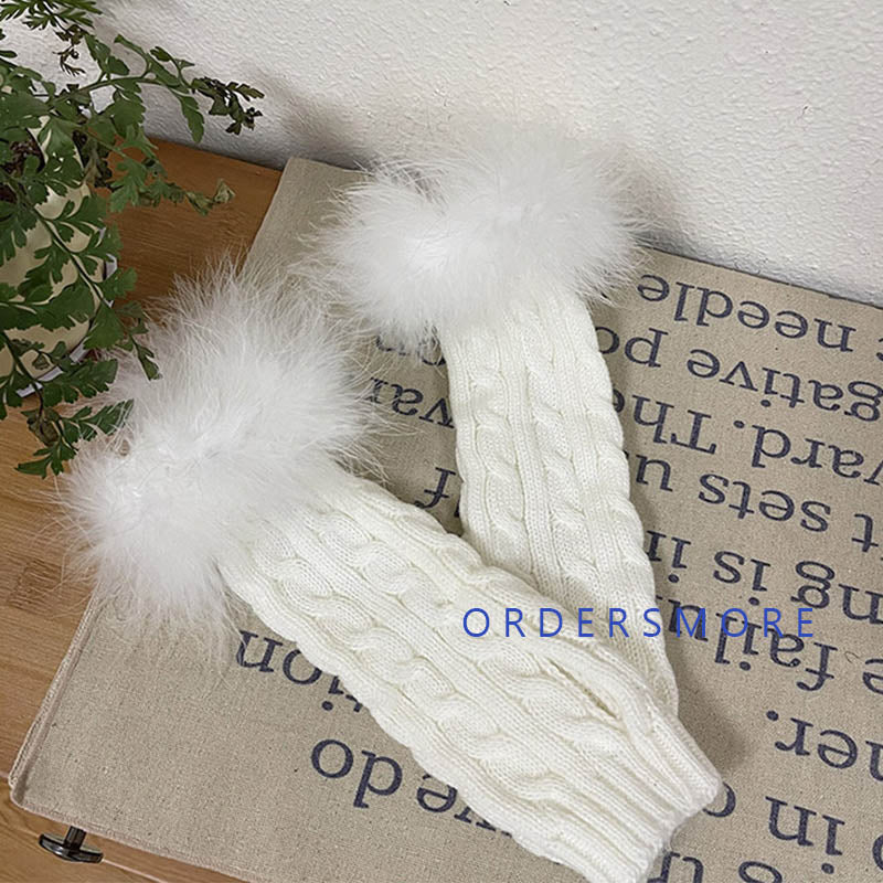 Y2K Fluffy Knitted Arm Warmers Gloves