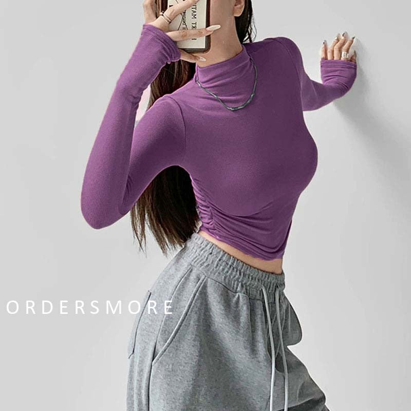 Macaron Color Fitness Long-Sleeved T-shirt