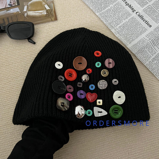 Y2K Colorful Buttons Knitted Hat