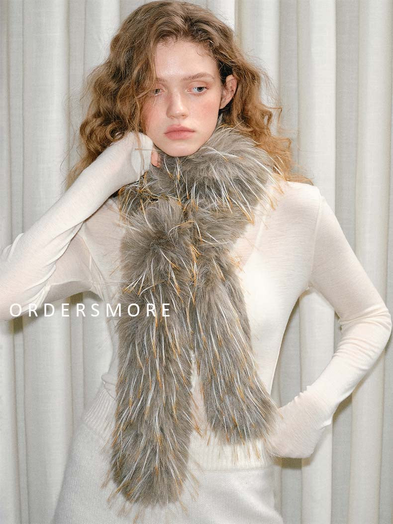 Y2K Winter Furry Faux Fur Scarf