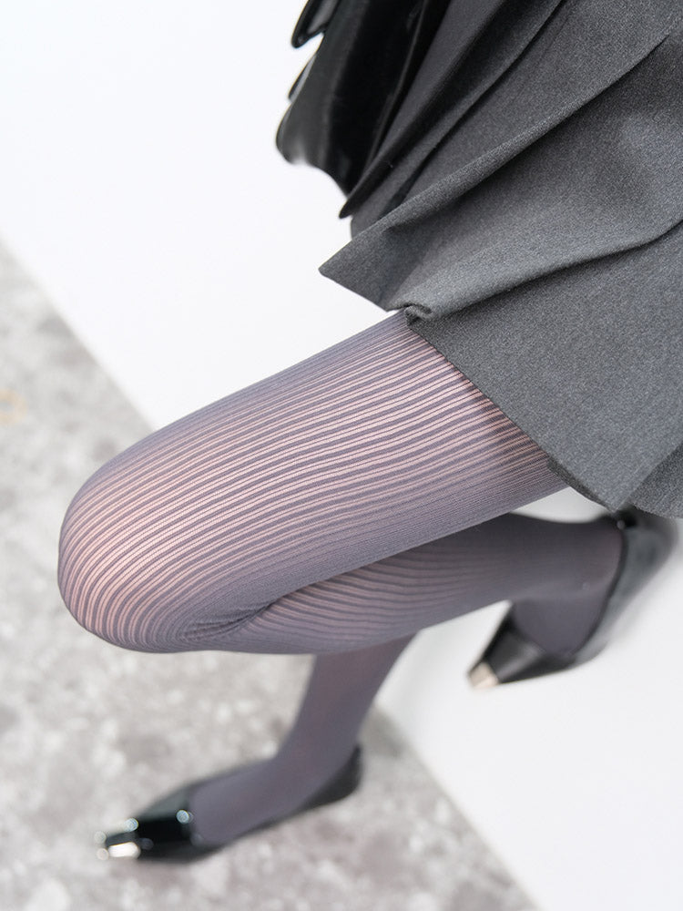 INS Gray Stripes Semi-sheer Pantyhose