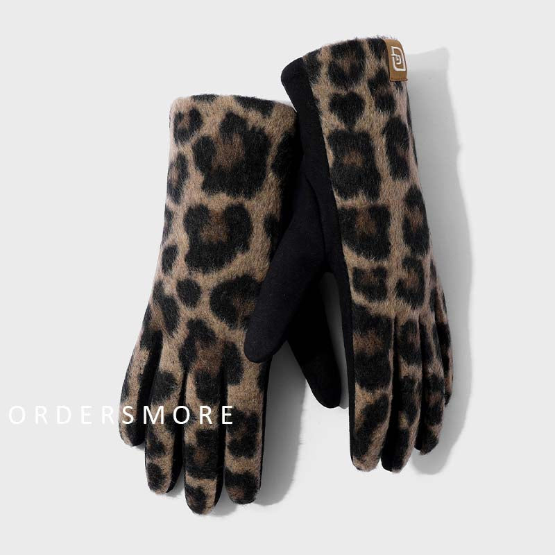 INS Leopard Print Touch Screen Gloves