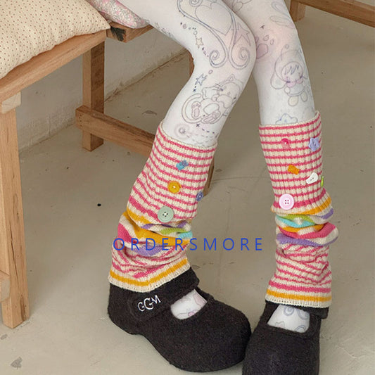 Y2K Buttons Knitted Leg Warmers