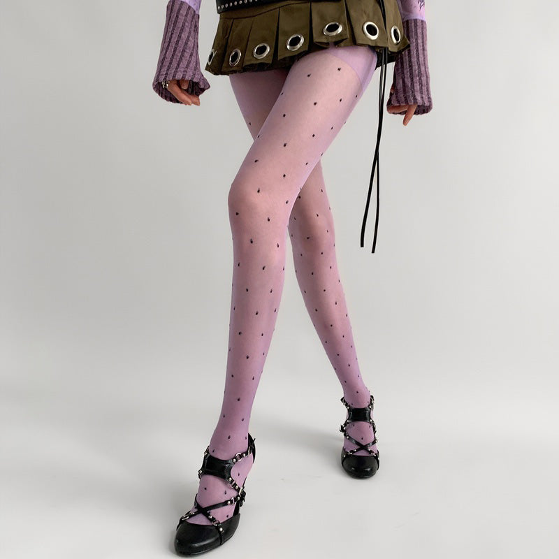 INS Overlap Polka Dot Semi-sheer Pantyhose