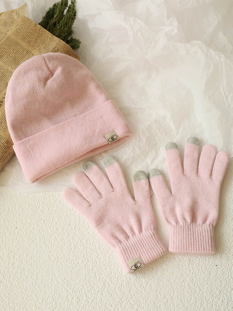 INS Macaron Color Hat Scarf Gloves Three-piece Set