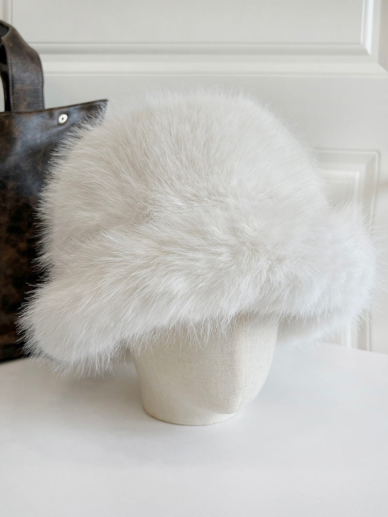 Winter Black Faux Fur Bucket Hat