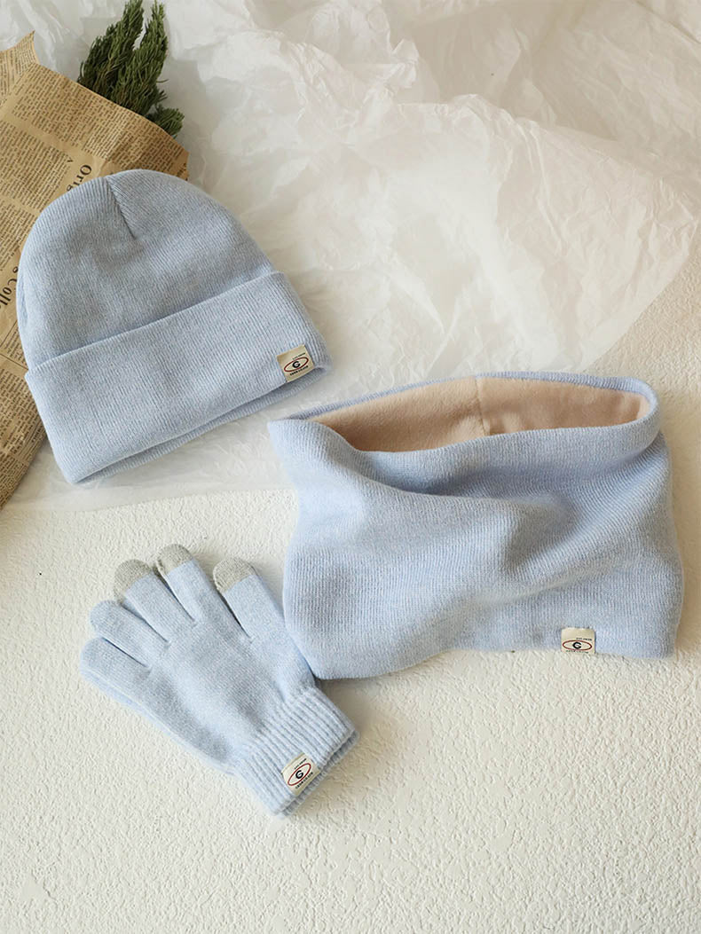 INS Macaron Color Hat Scarf Gloves Three-piece Set