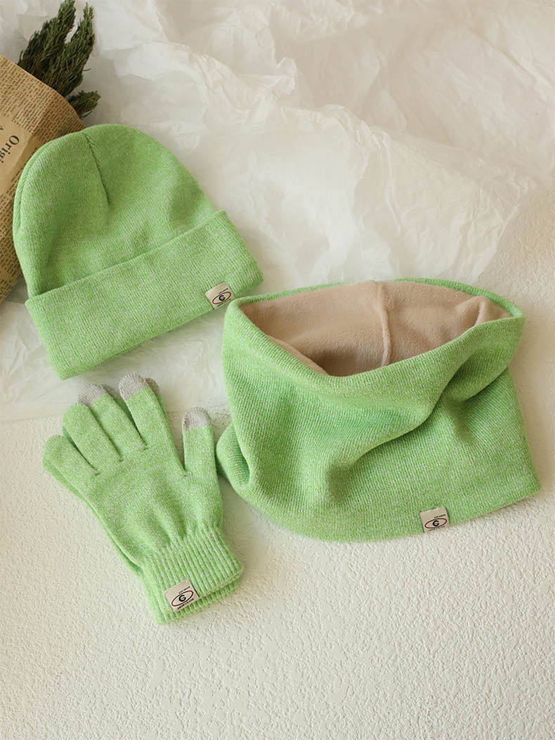 INS Macaron Color Hat Scarf Gloves Three-piece Set