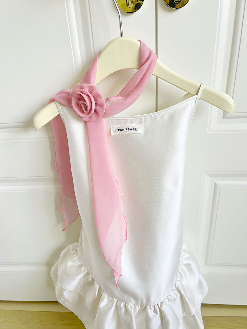 Y2K Rose Ribbon Scarf