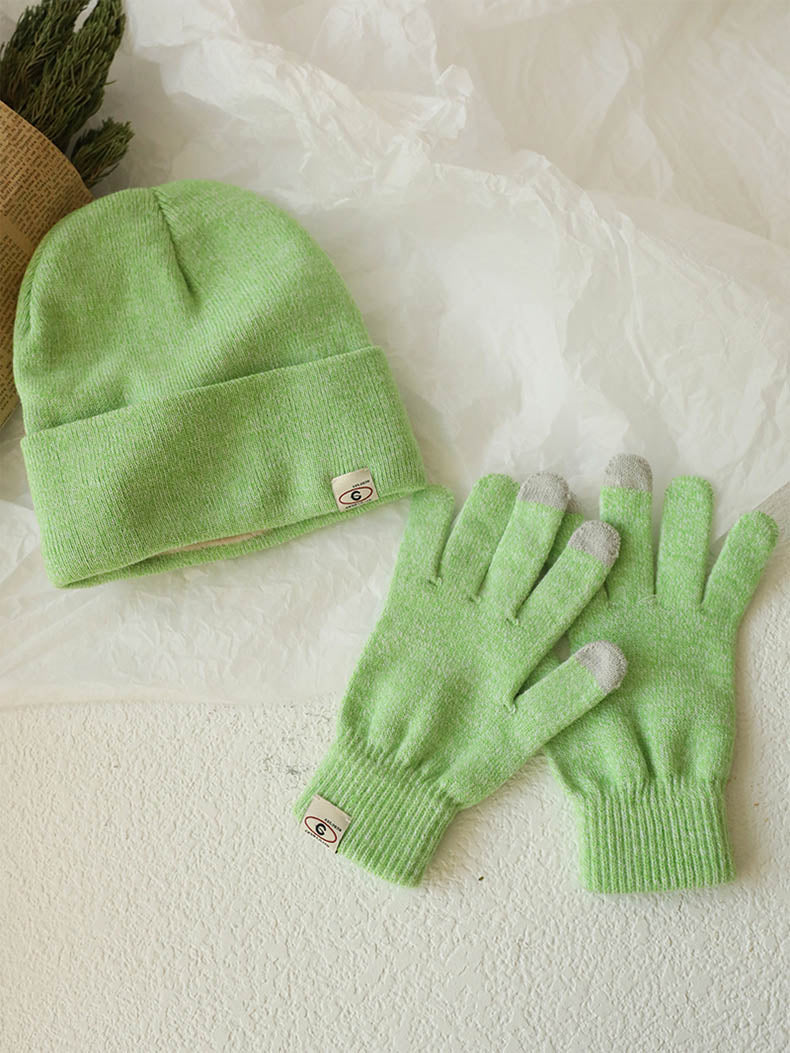 INS Macaron Color Hat Scarf Gloves Three-piece Set